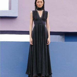 Mes Demoiselles Paris Gray Gala Maxi Gown dress, size French 42 ( US 10 or L)